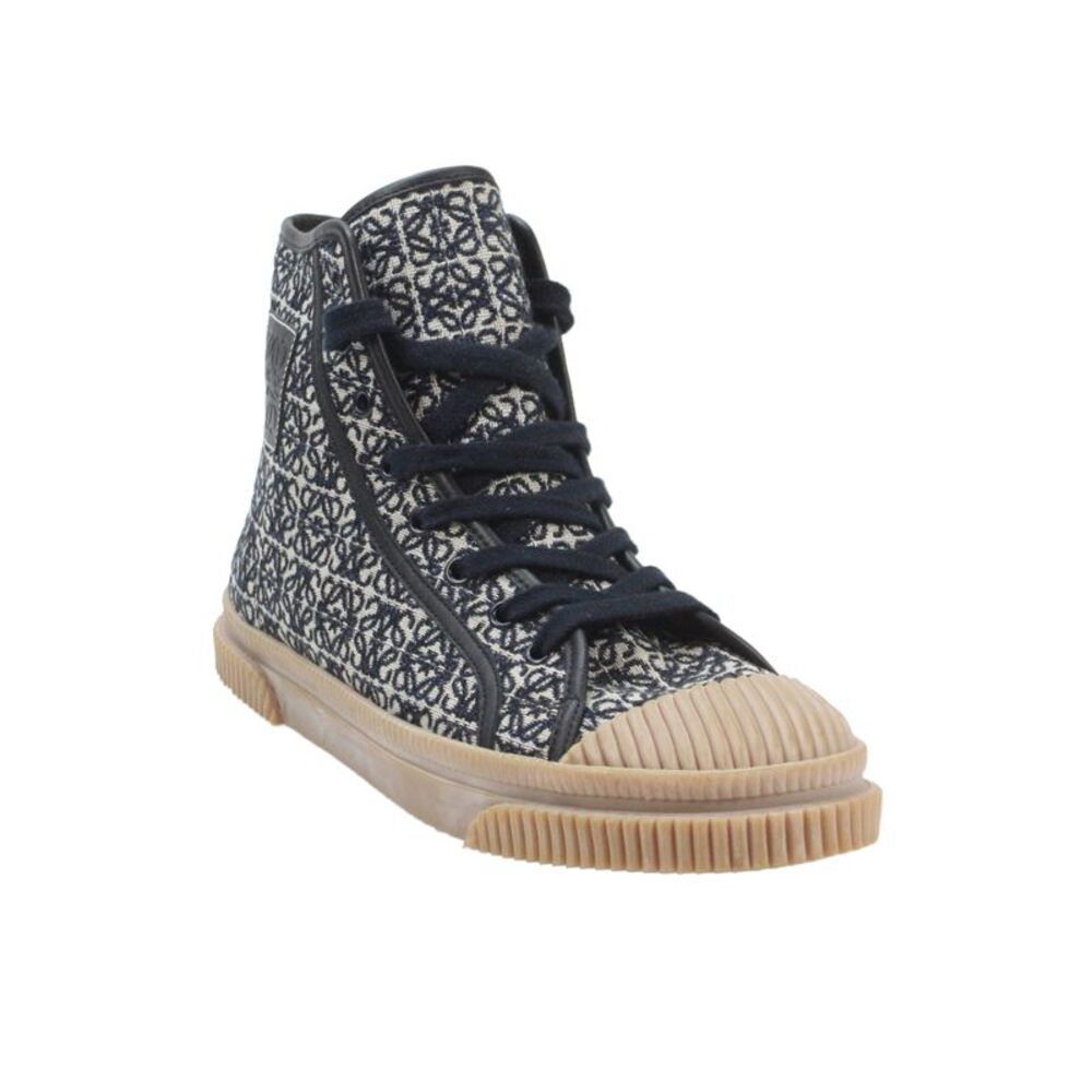 Loewe Womens Woven Monogram Print Lace-Up High Top Sneakers Blue Size EUR 41